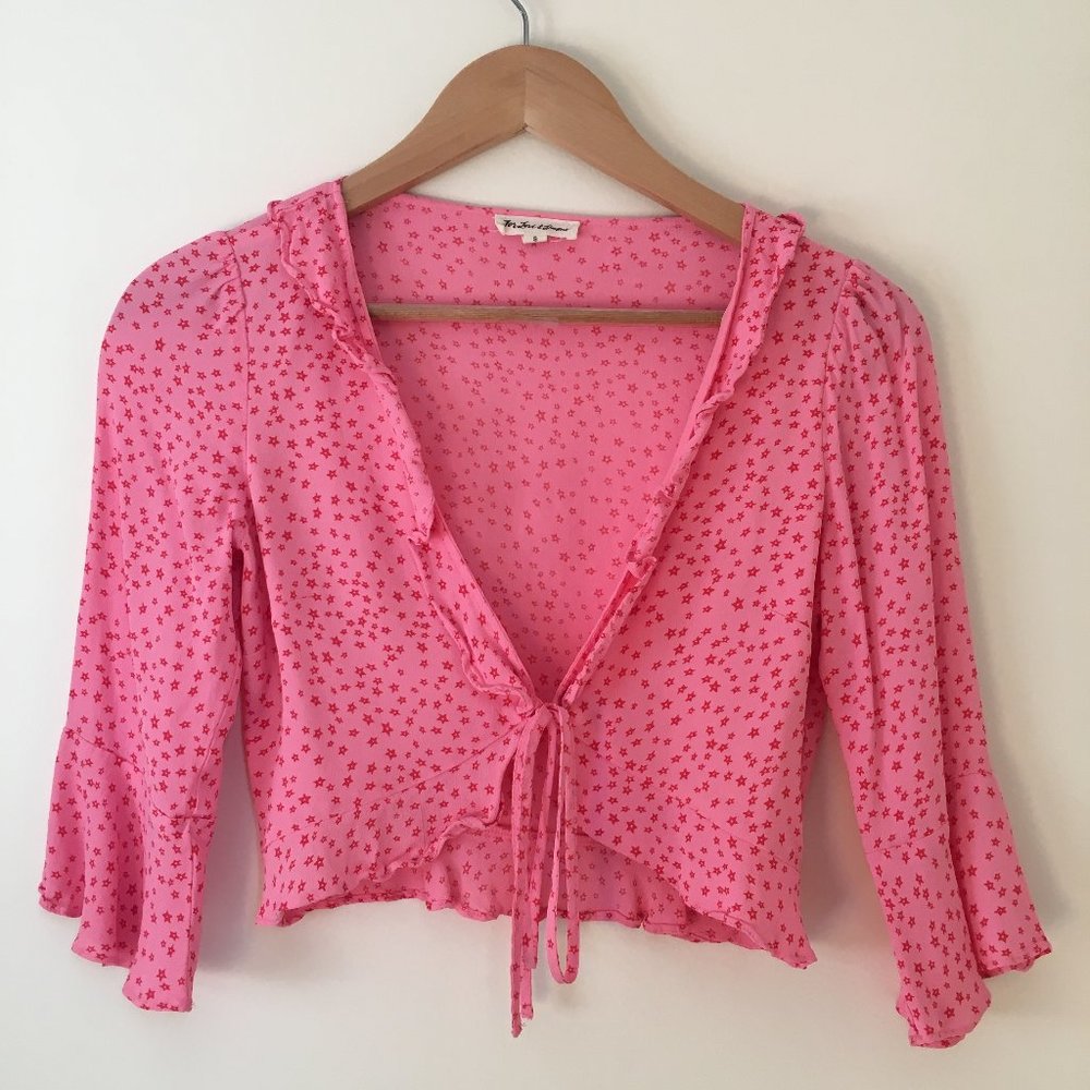 For Love and Lemons Aurora Ruffle Tie Crop Top